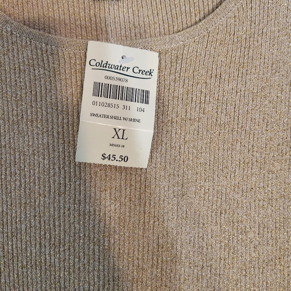COLDWATER CREEK NEW $45 Scoop Neck Sweater Knit Shell Top in Gold Metallic XL - Picture 4 of 8